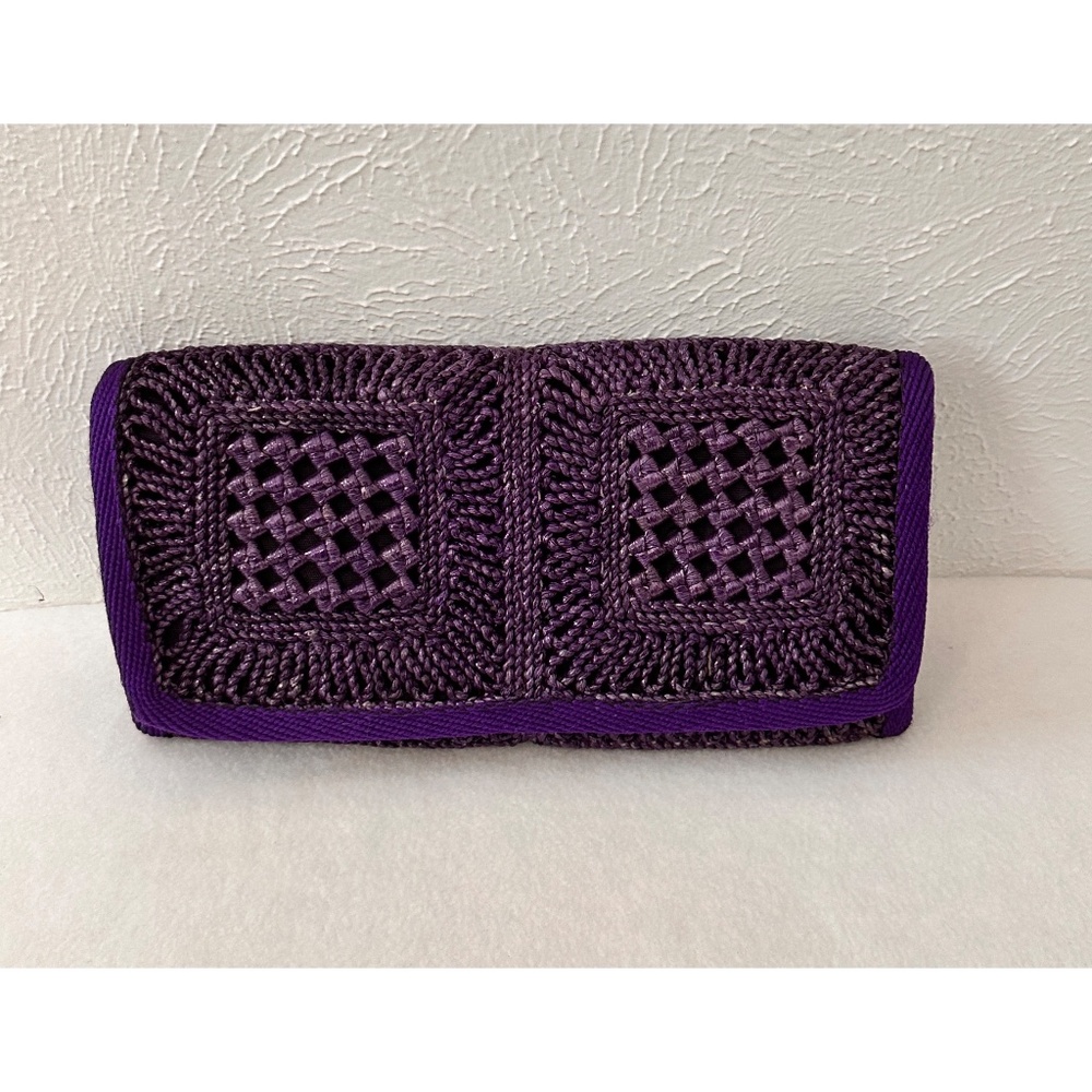 Valerie Vintage Italian 70's Straw Weave One of a Kind Purple Clutch